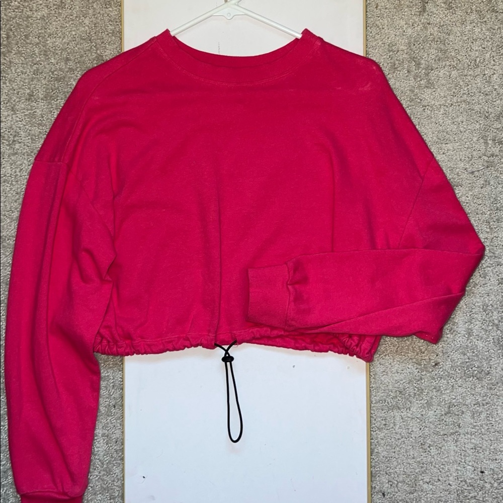 Pink Forever 21 cropped drawstring sweater